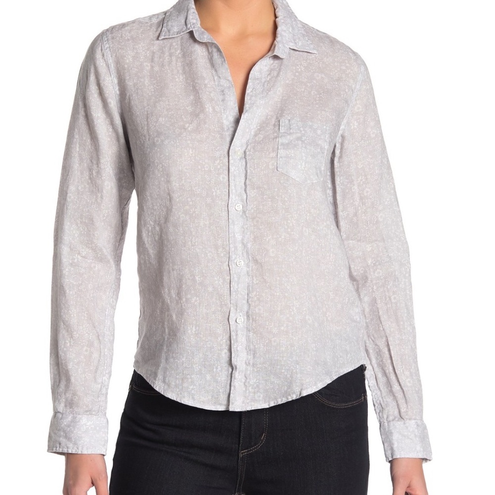 Frank EILEEN Button Down Shirt Relaxed Gray Floral